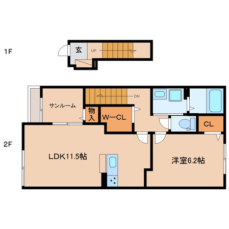 桜井駅 徒歩9分 2階の物件間取画像